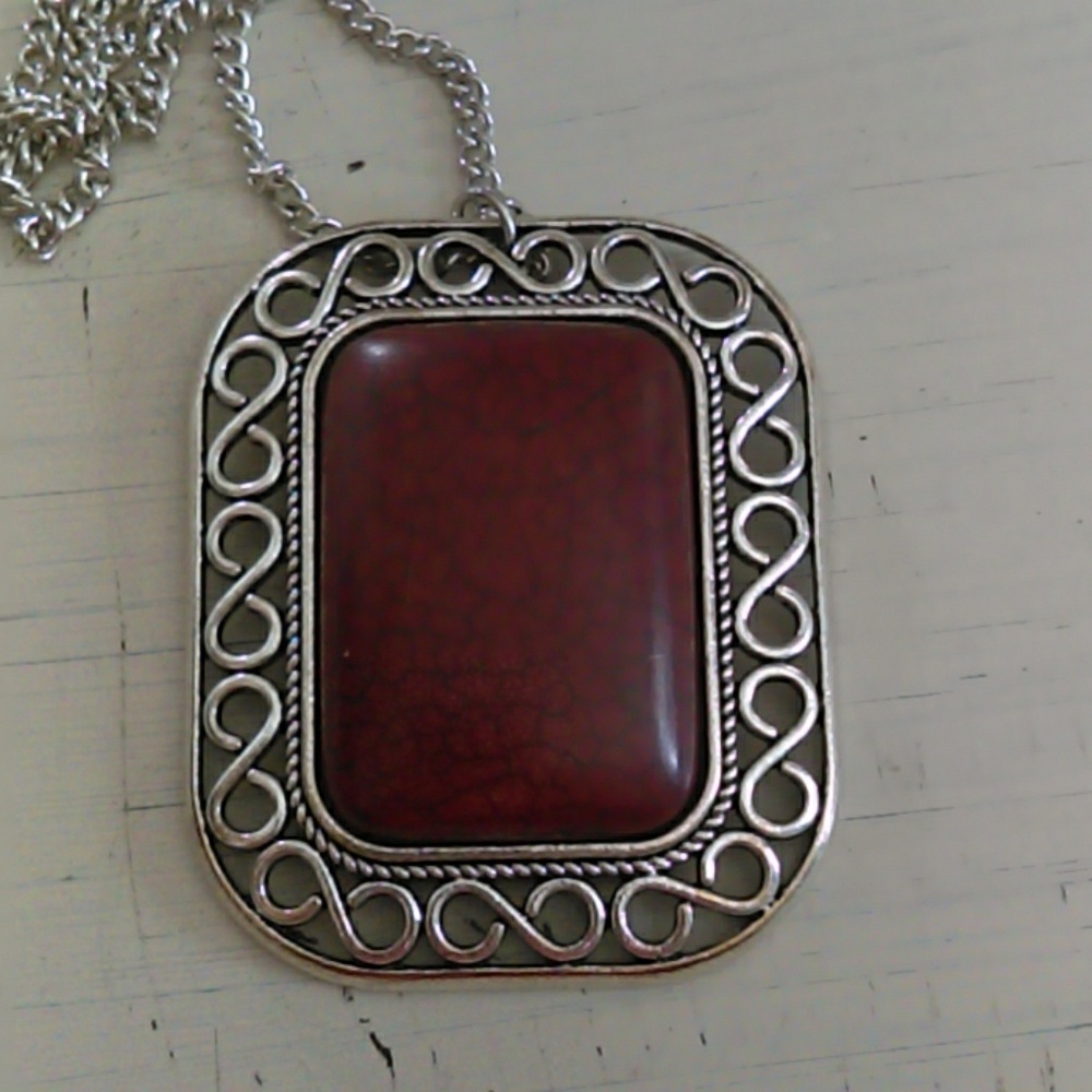 Brown stone long necklace